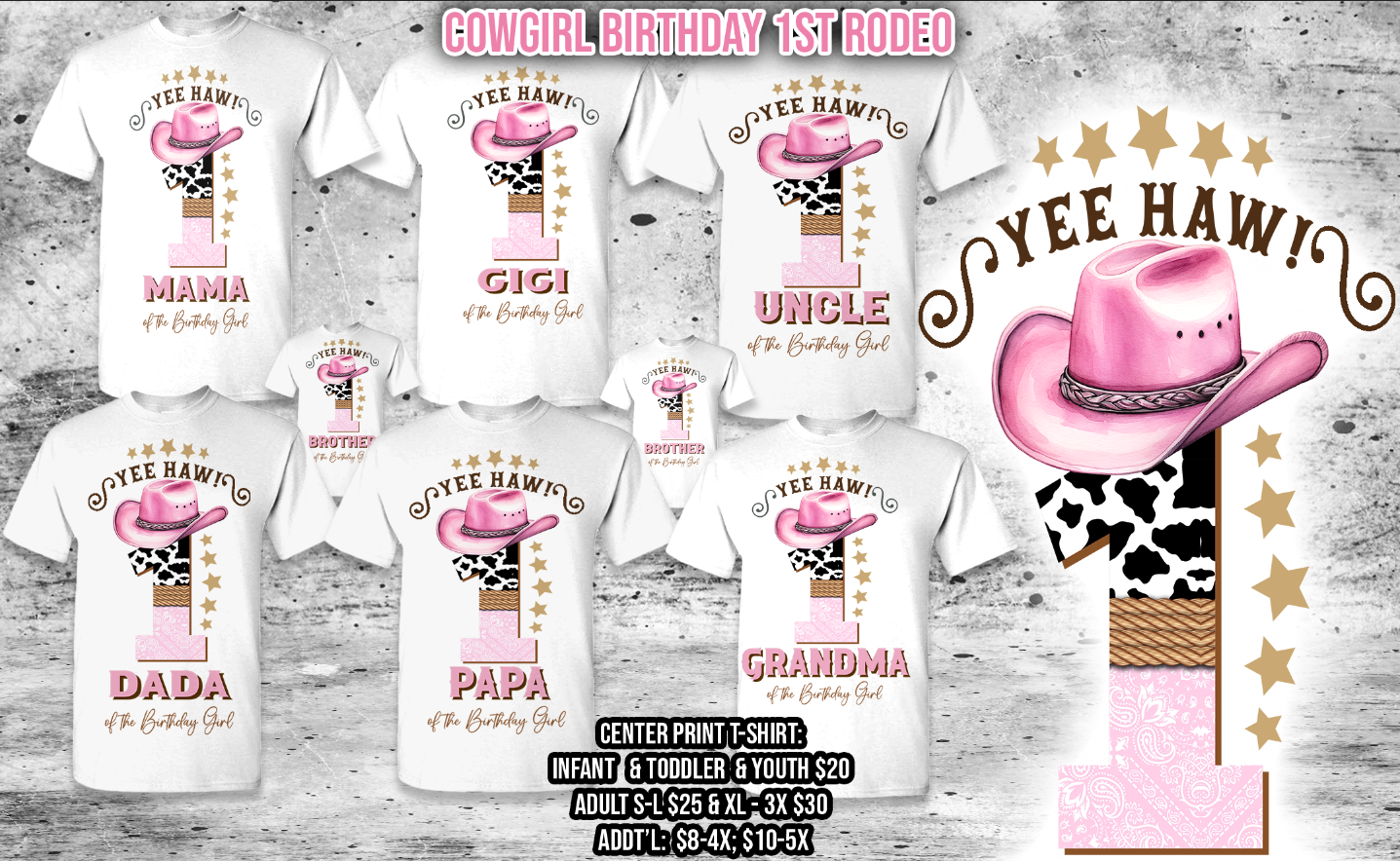 CowGirl 1st Birthday Rodeo All-Over 3D T-Shirt