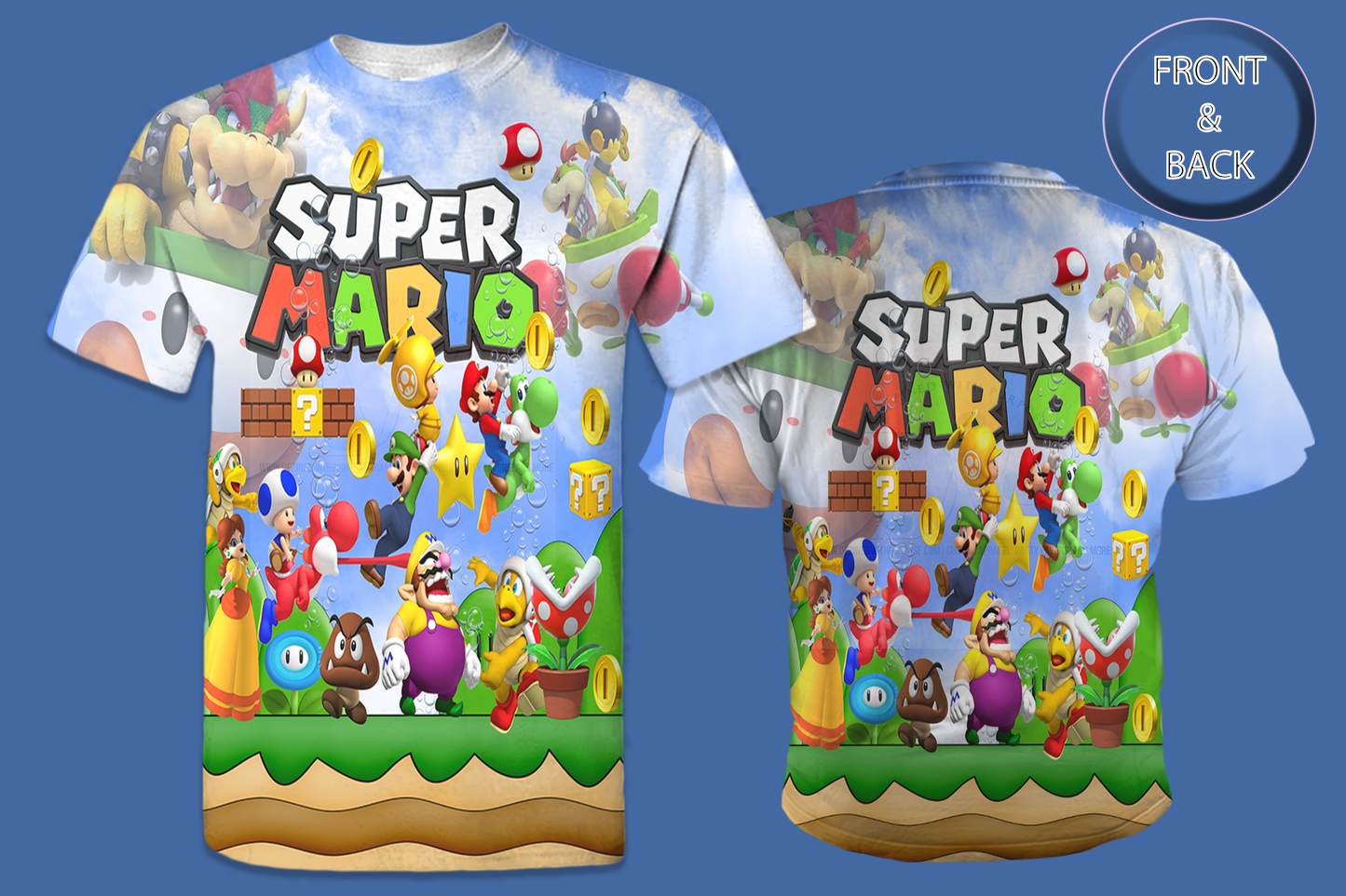 Super Mario Design All-Over 3D T-Shirt