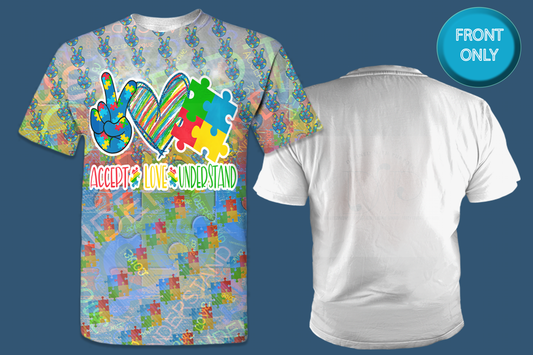 Accept Love Understand All-Over 3D T-Shirt (Autism Awareness Design)