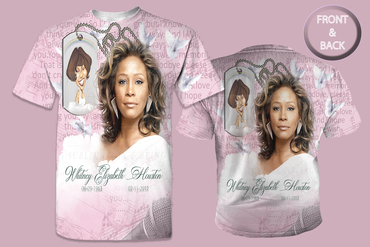 Memorial All-Over 3D T-Shirt (Whitney Houston Design)